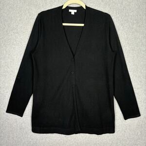 J Jill Sweater Womens Small‎ Black Cardigan Wool Long Thin Career Church Capsule